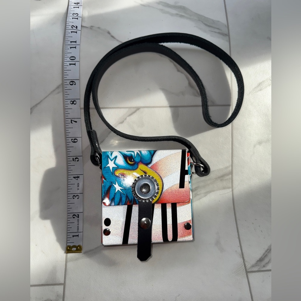 Upcycled License Plate Mini Purse Patriotic Eagle Design Unique Statement Purse - Picture 2 of 8